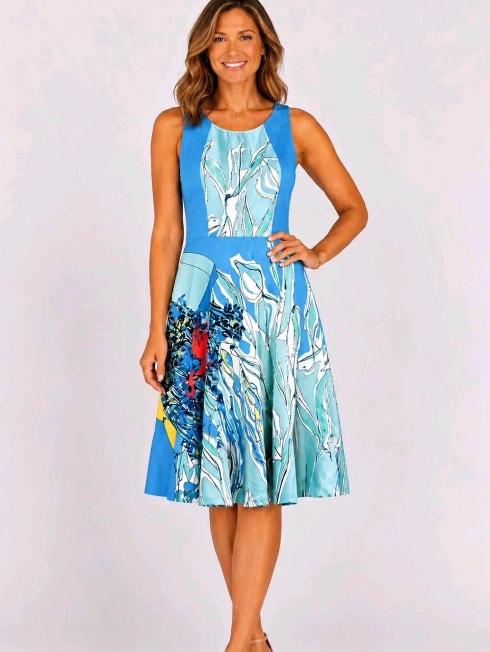 Save The Queen Abstract Floral Sleeveless Dress Art to Wear Women's 12/14 NWT